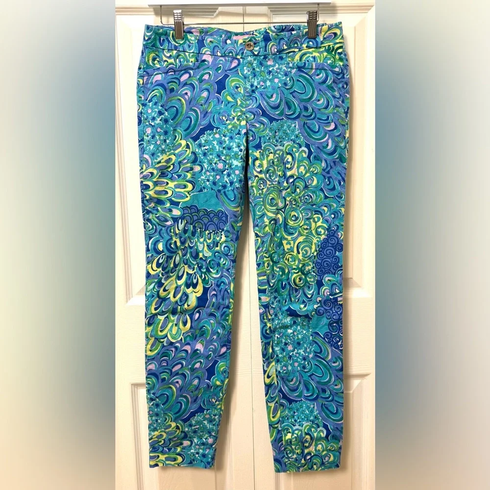 Lilly Pulitzer Sea Blue Lilly's Lagoon Kelli Pants size 4 - Picture 2 of 12